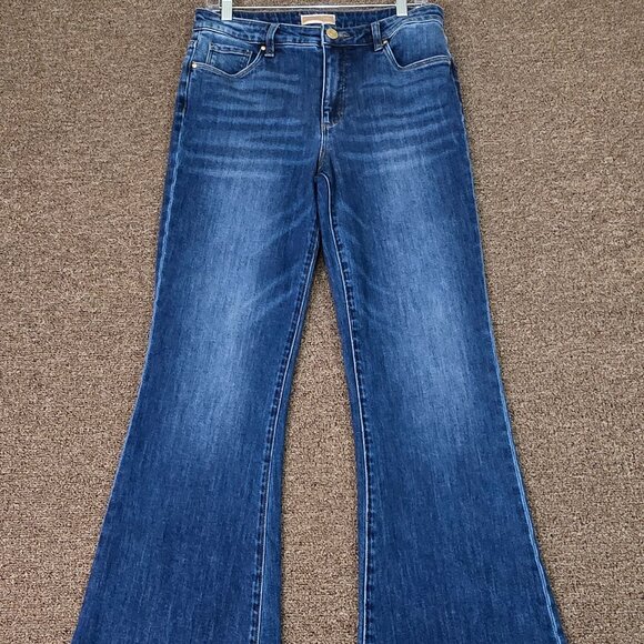 Kut from the Kloth Ana High Rise Fab Ab Flare Medium Wash Sz 8 Pre Owned - Picture 2 of 5